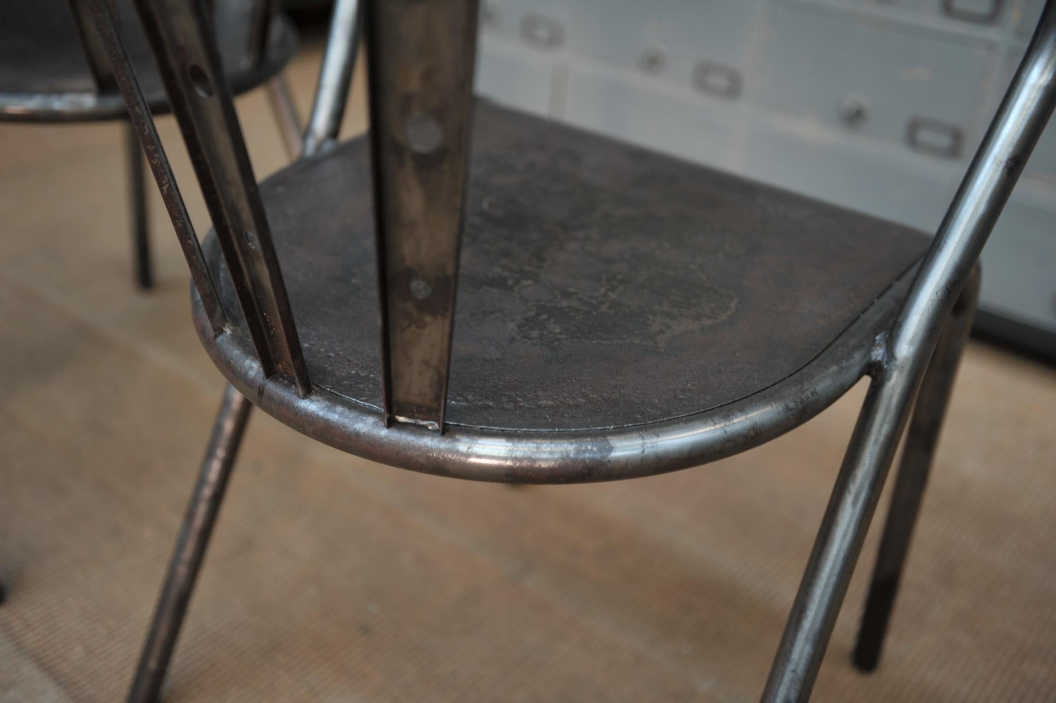 Set of Four Industrial Iron Chairs, circa 1950 For Sale 2