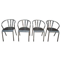 Set of Four Industrial Iron Chairs, circa 1950