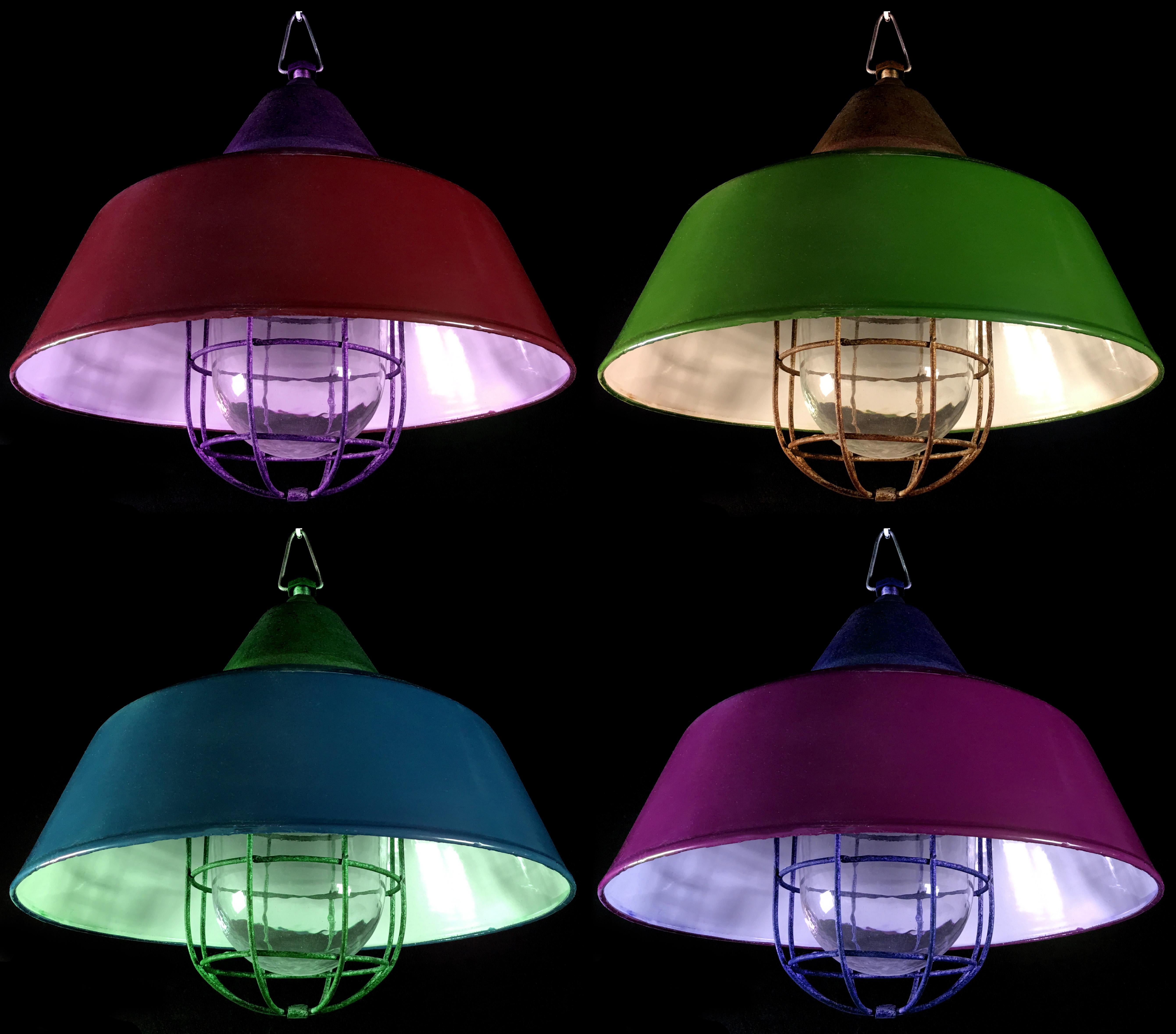 Set of Four Industrial Pendant Lights, Budapest, 1950s 6
