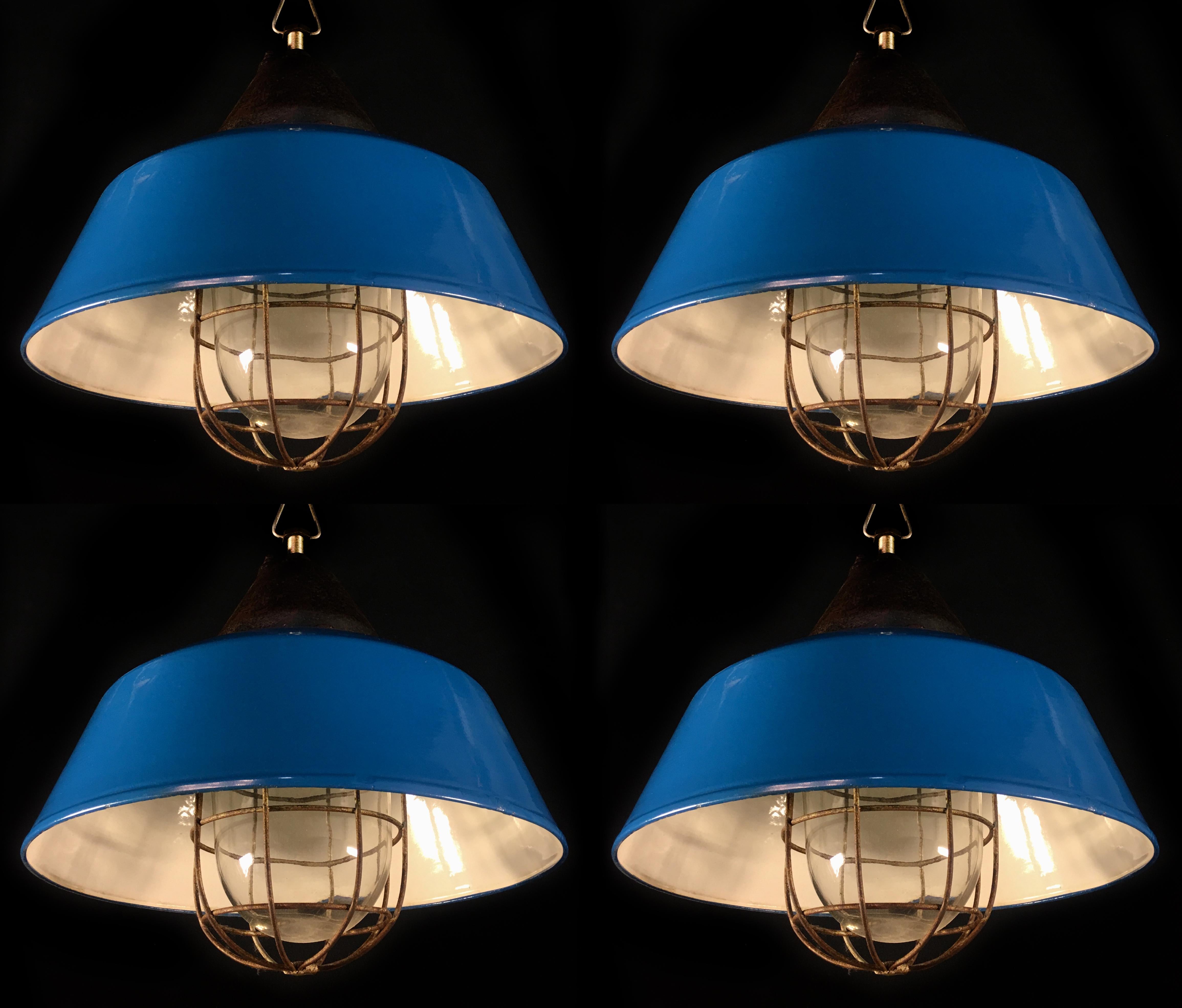 Set of Four Industrial Pendant Lights, Budapest, 1950s 7