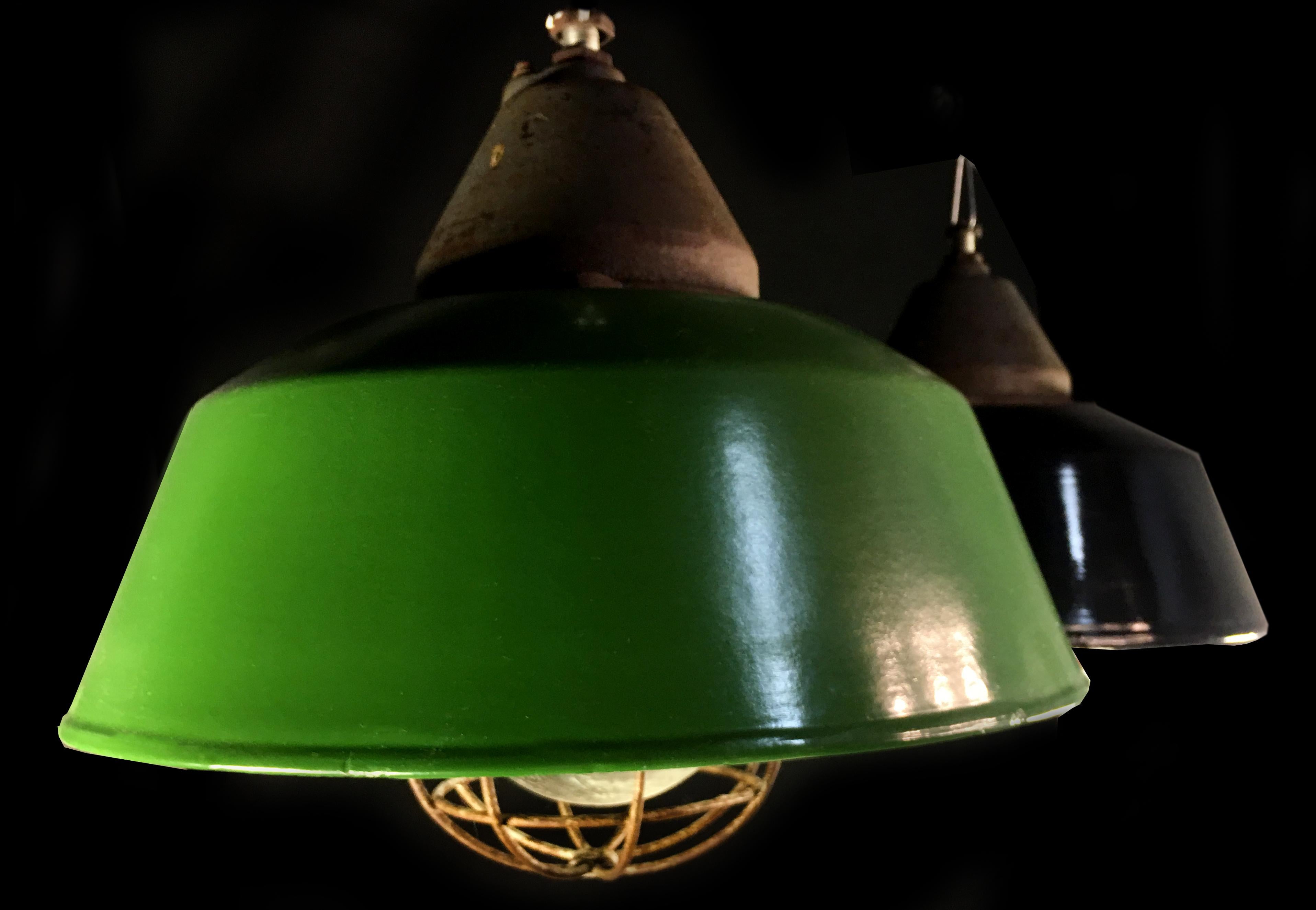 Hungarian Set of Four Industrial Pendant Lights, Budapest, 1950s