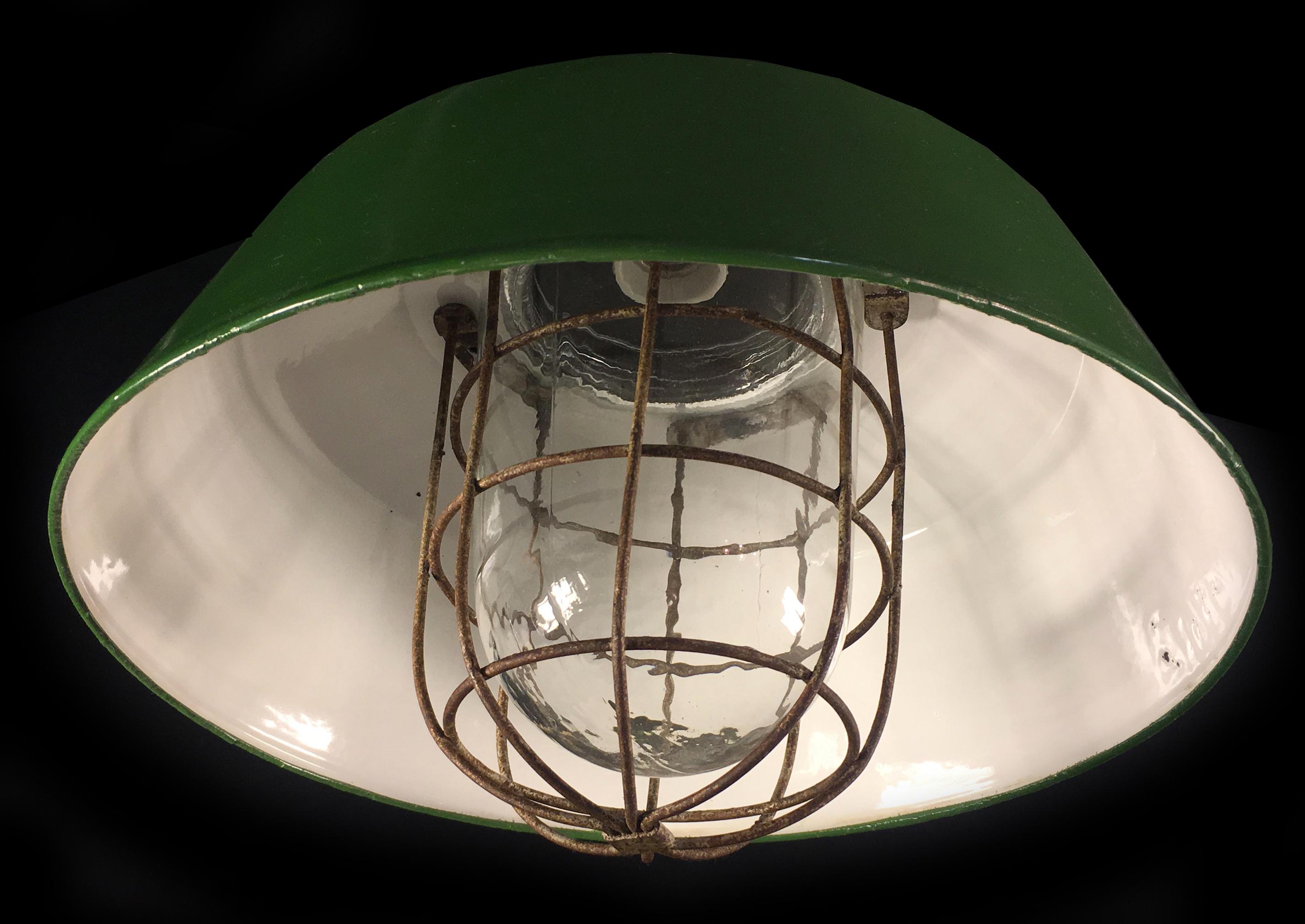 20th Century Set of Four Industrial Pendant Lights, Budapest, 1950s