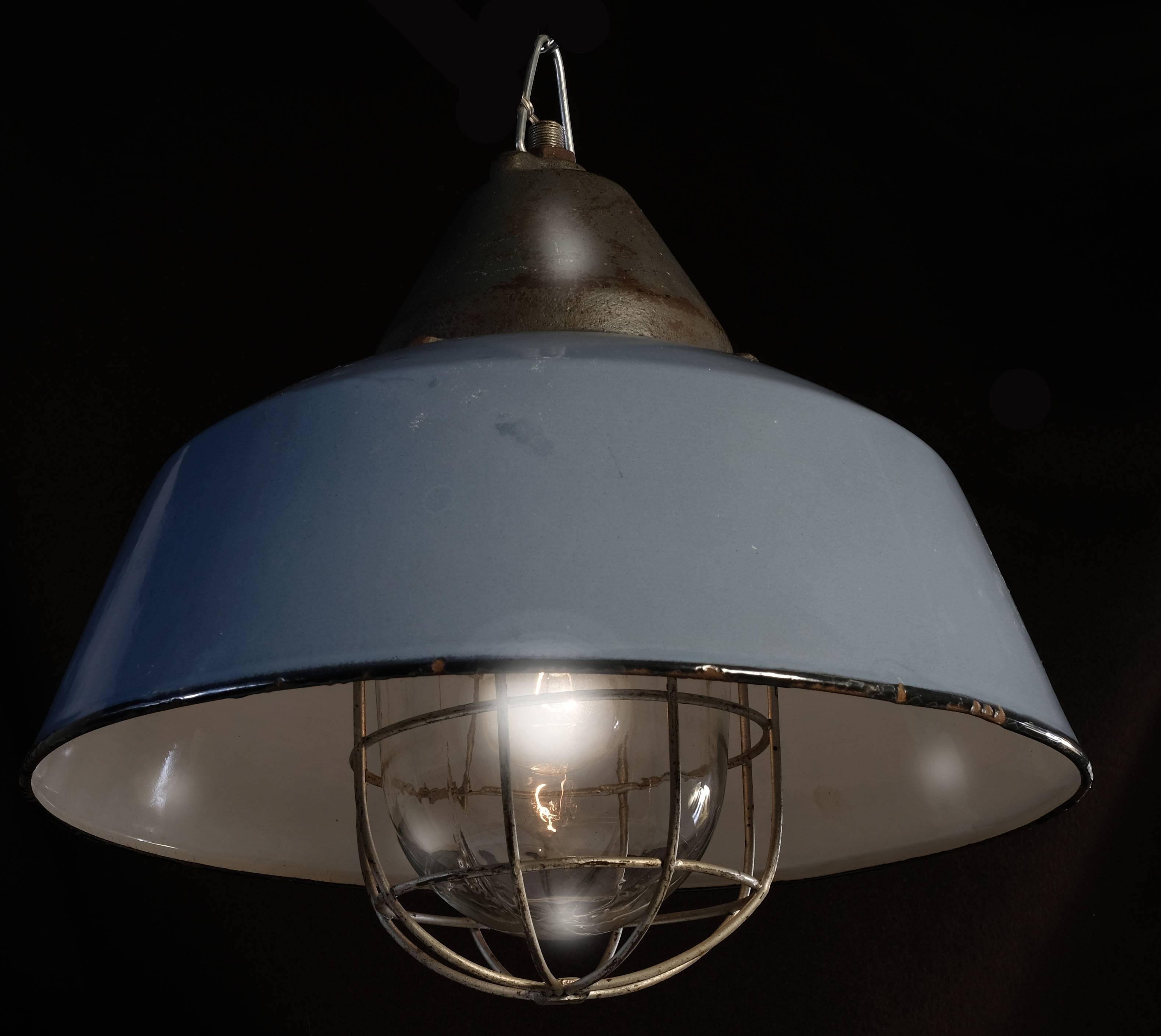 20th Century Set of Four Industrial Pendant Lights, Budapest, 1950s
