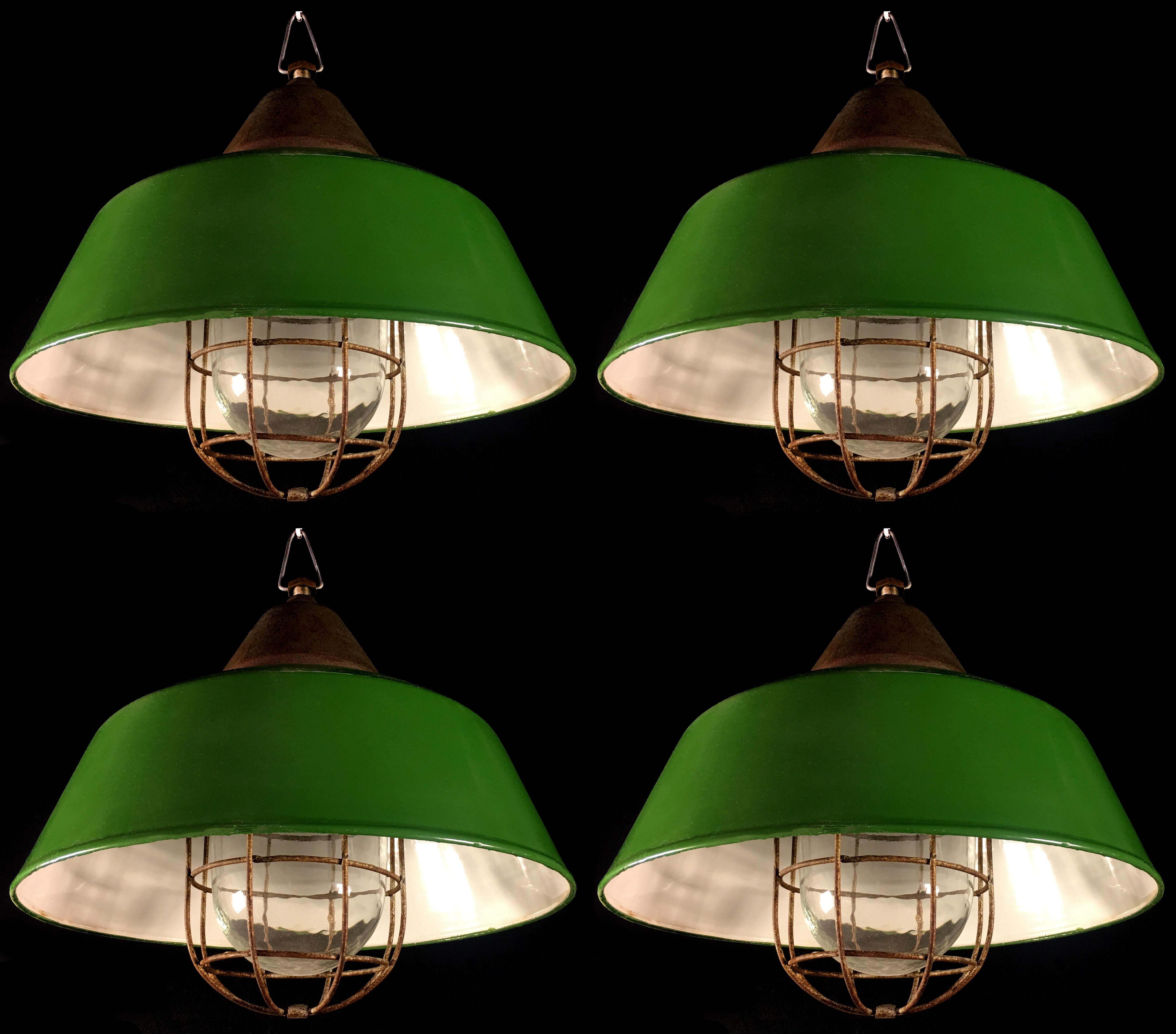 Set of Four Industrial Pendant Lights, Budapest, 1950s 1