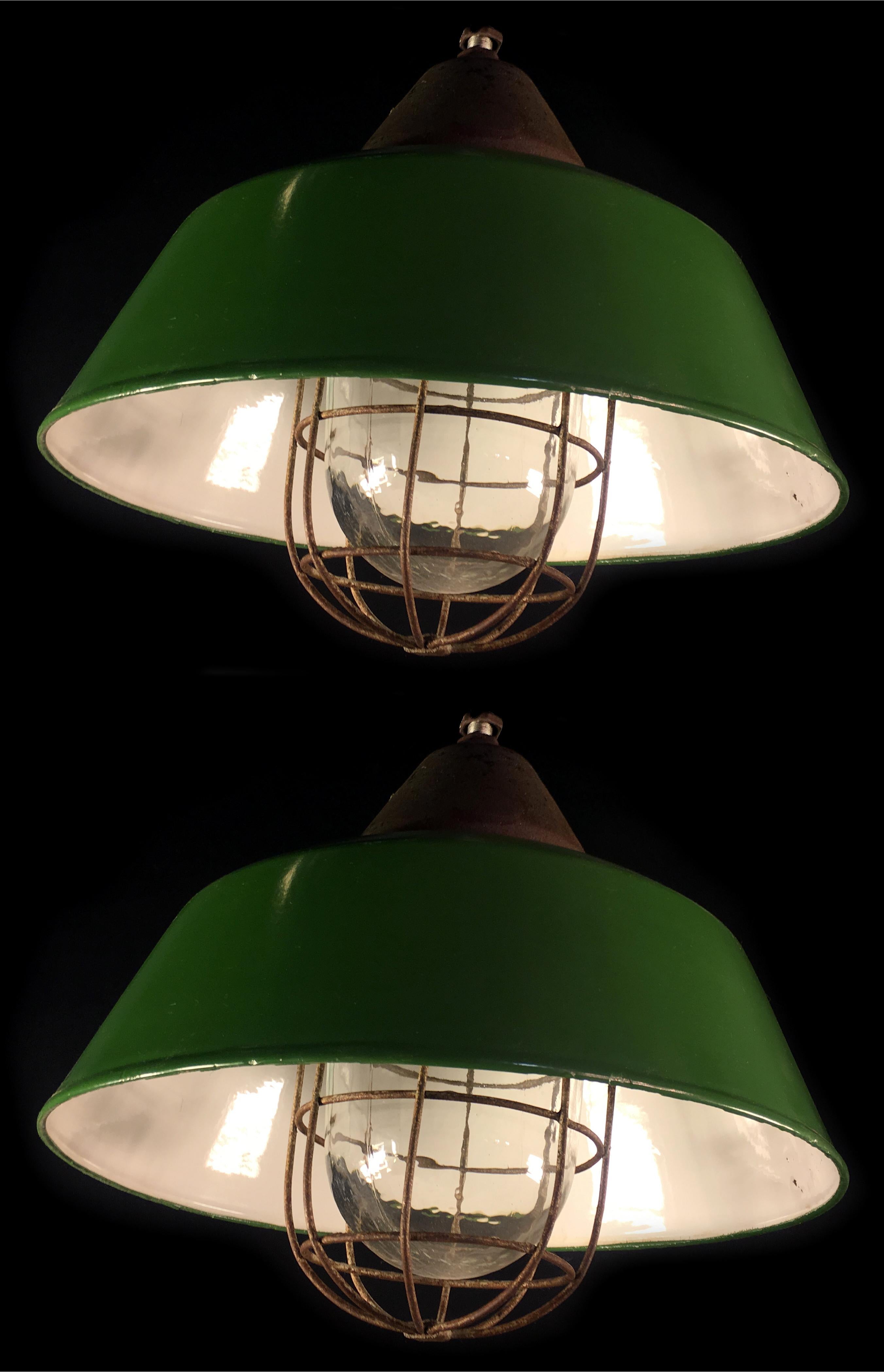 Set of Four Industrial Pendant Lights, Budapest, 1950s 2