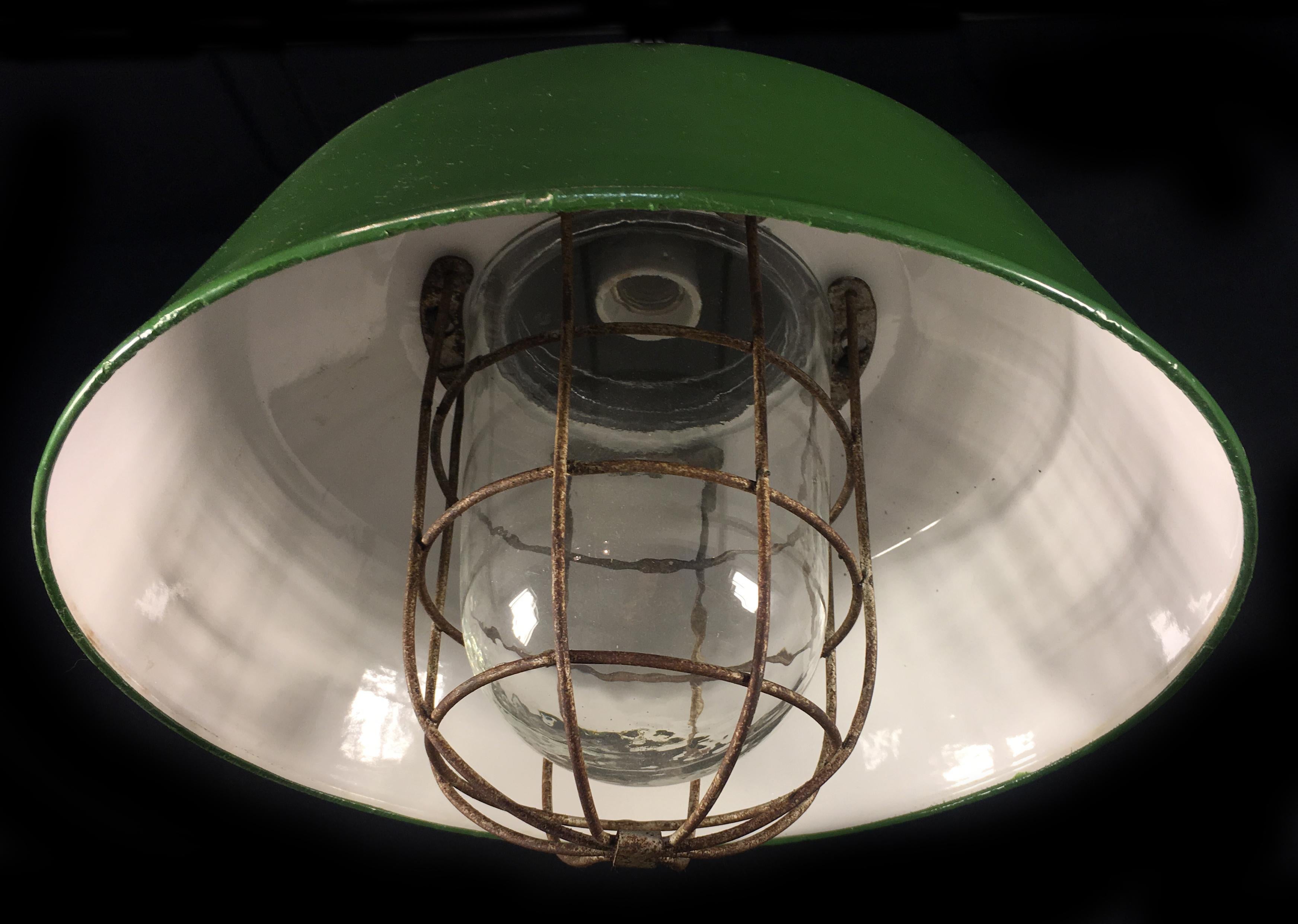 Set of Four Industrial Pendant Lights, Budapest, 1950s 3