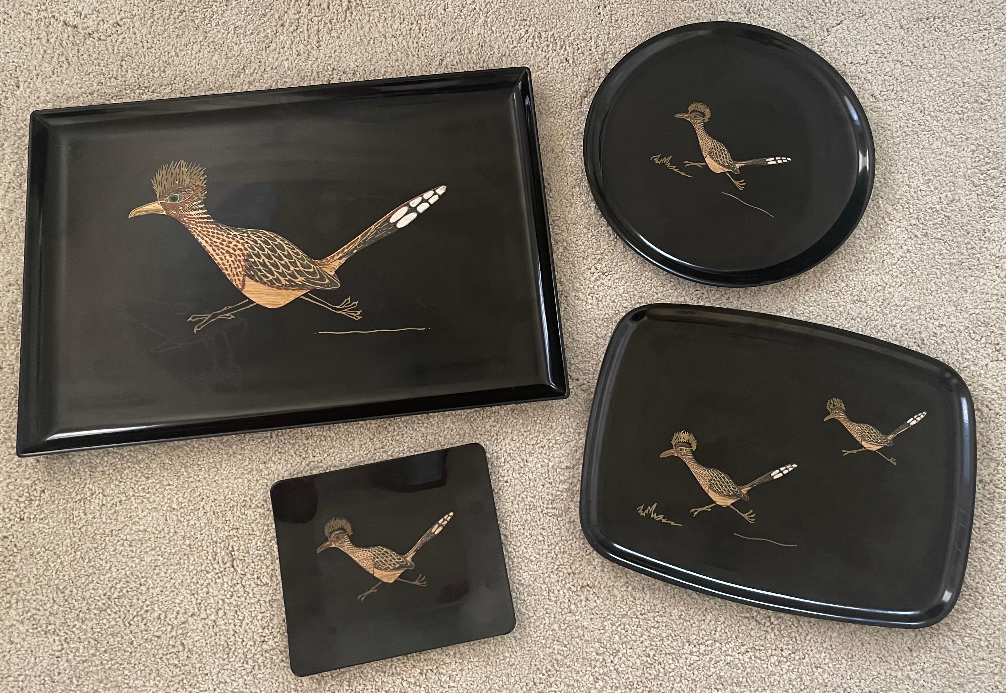 Mid-Century Modern Set of Four Inlaid 