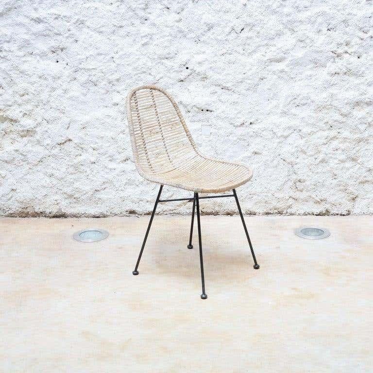 Fine XX secolo Set di quattro sedie in ferro e bambù, 1970 circa in vendita