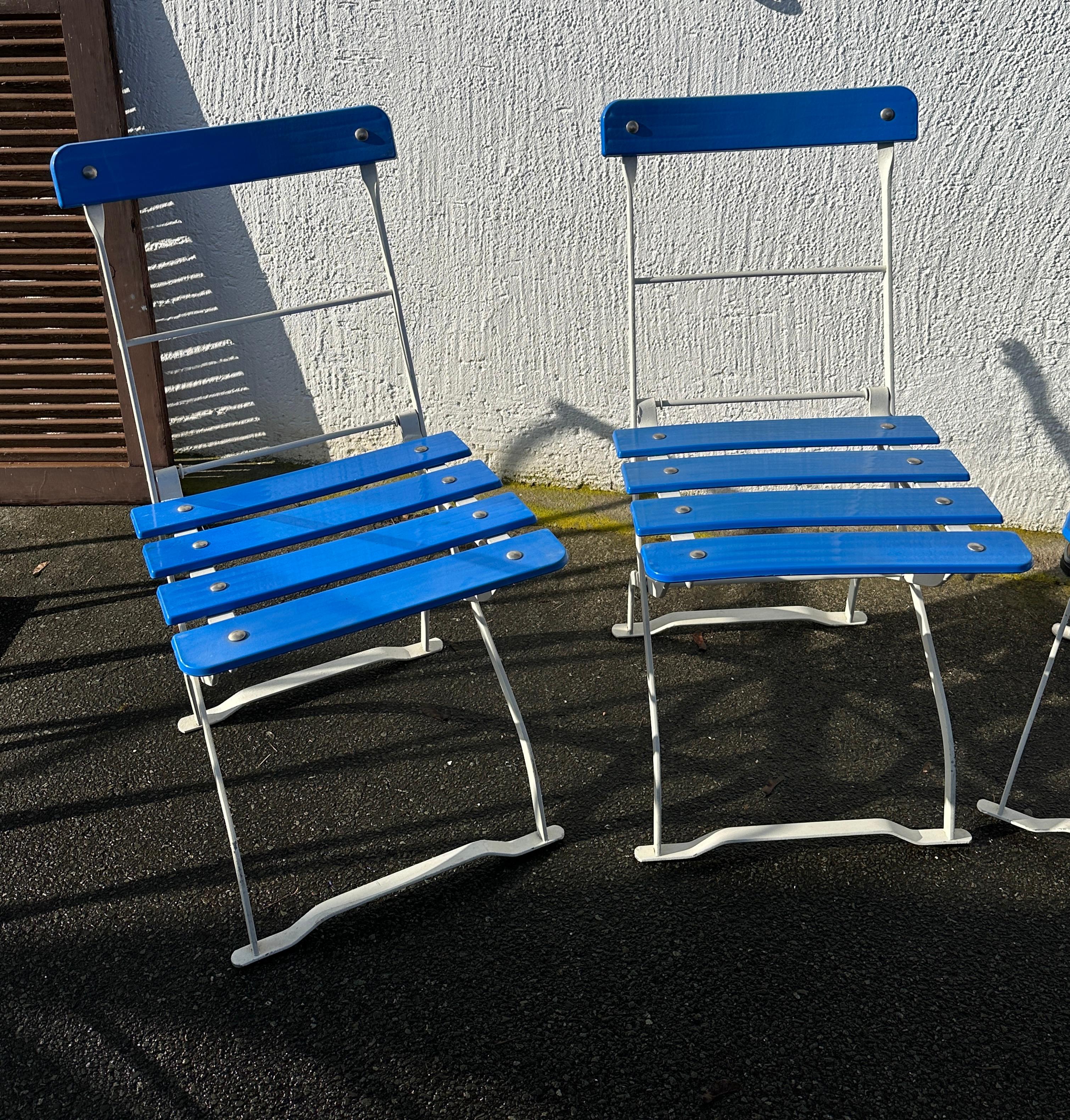 Set of Four Iron Bavarian Beer Garden Folding Chairs, Hacker Pschorr Munich For Sale 8