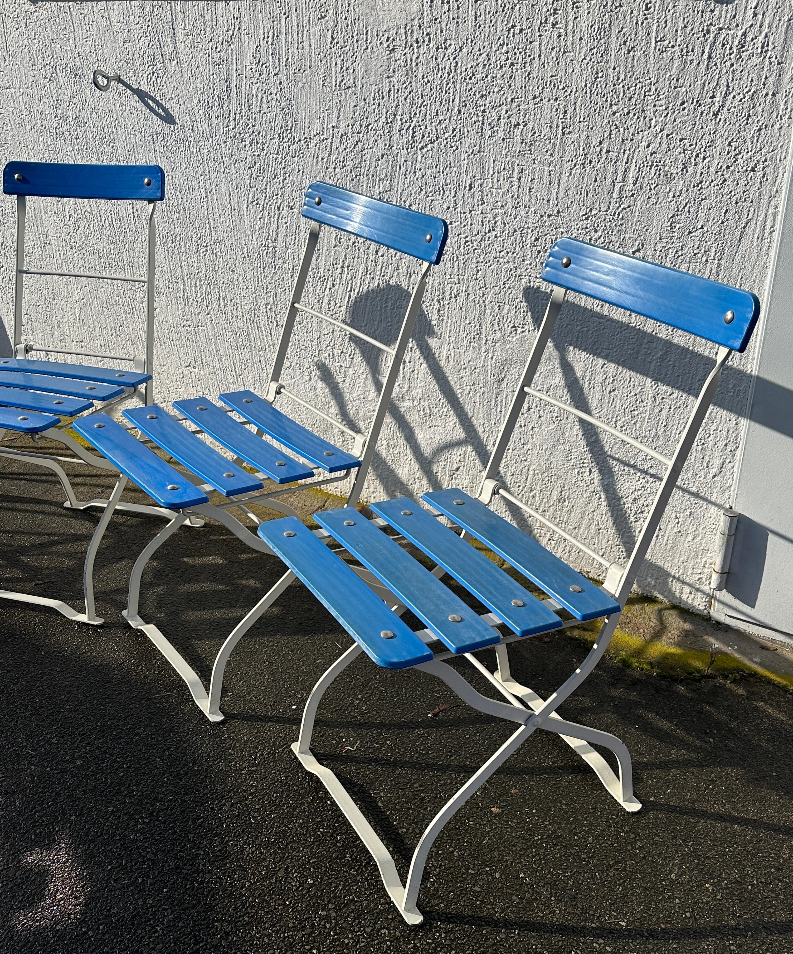 Set of Four Iron Bavarian Beer Garden Folding Chairs, Hacker Pschorr Munich For Sale 10