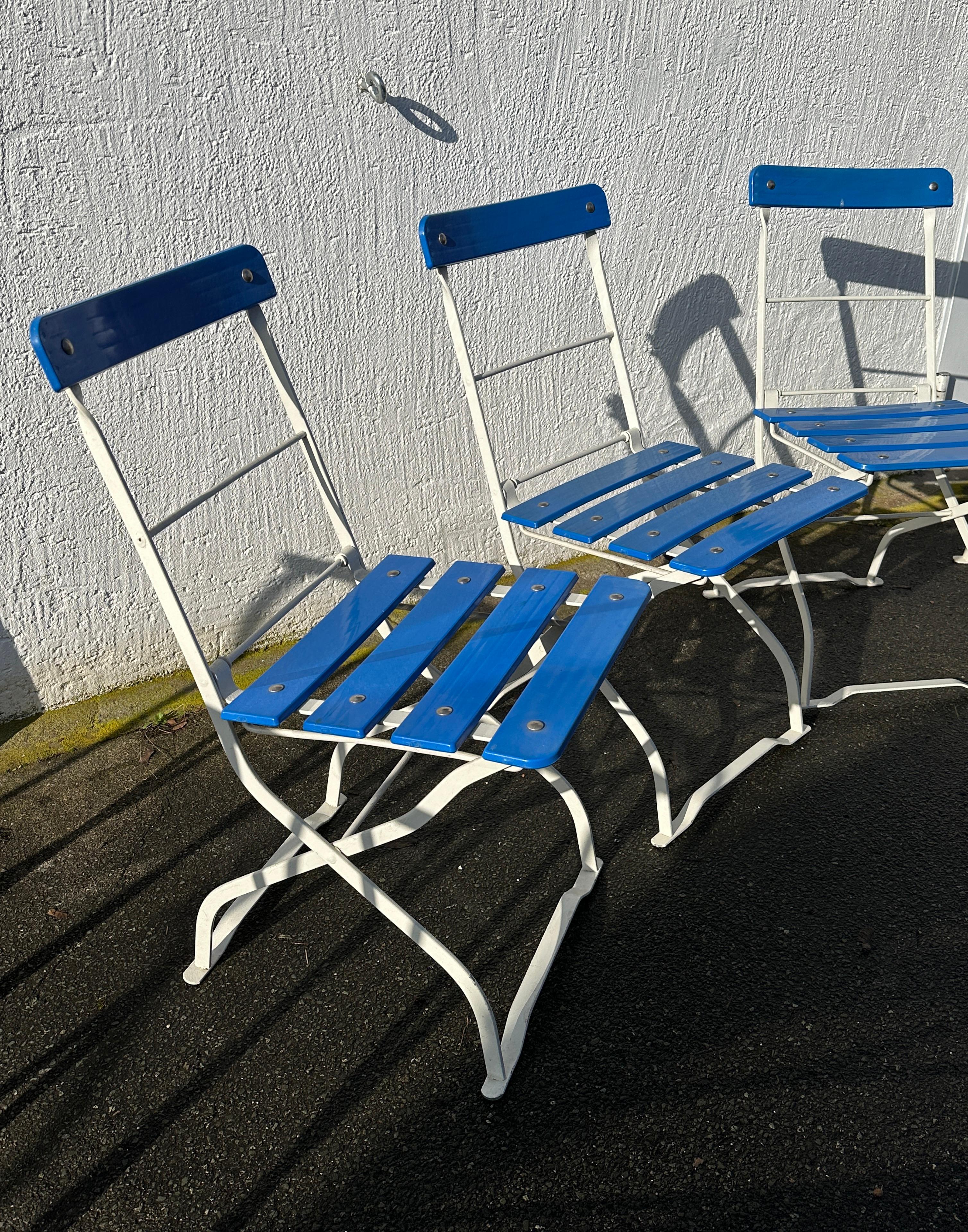 Set of Four Iron Bavarian Beer Garden Folding Chairs, Hacker Pschorr Munich For Sale 13