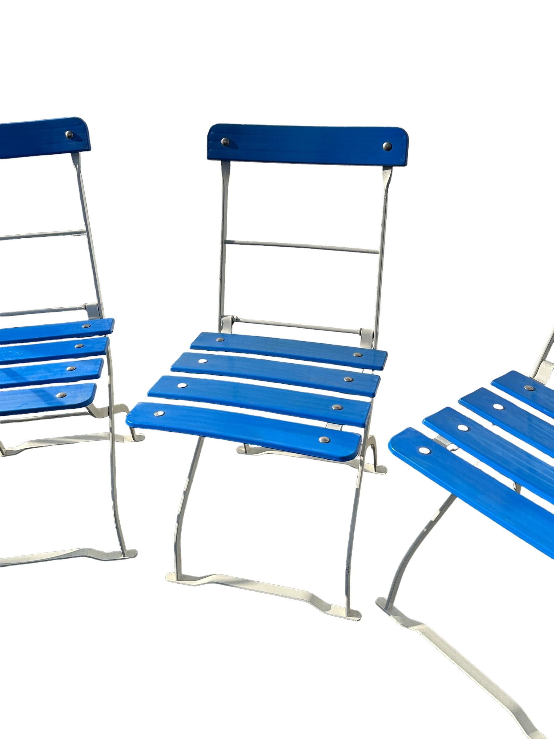 Set of Four Iron Bavarian Beer Garden Folding Chairs, Hacker Pschorr Munich For Sale 1