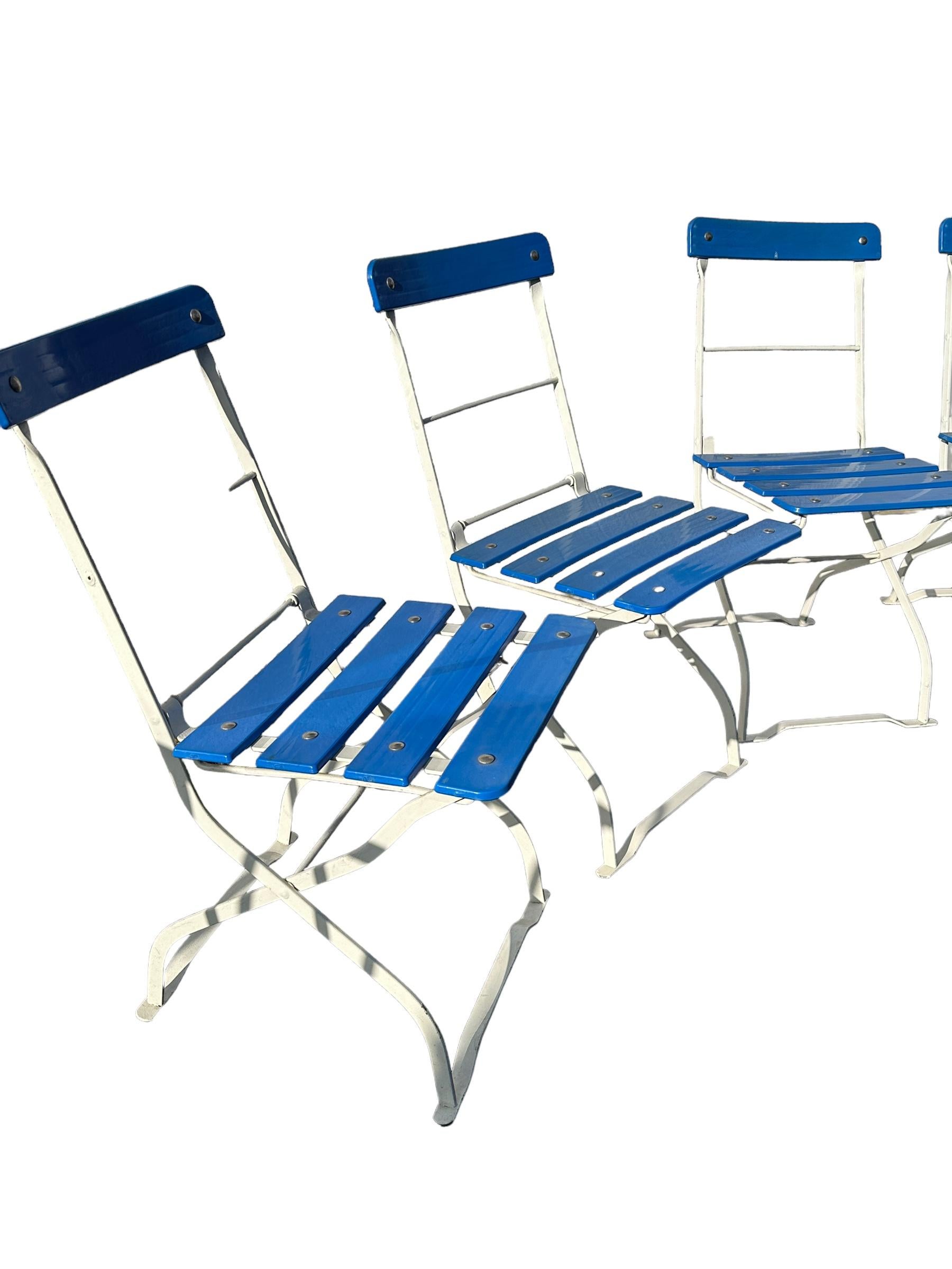 Set of Four Iron Bavarian Beer Garden Folding Chairs, Hacker Pschorr Munich For Sale 2
