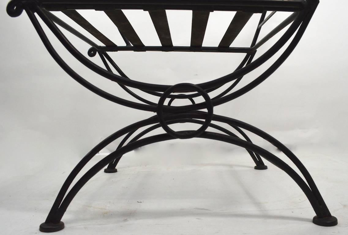Set of Four Iron Lounge Chairs Attributed to Woodard 1