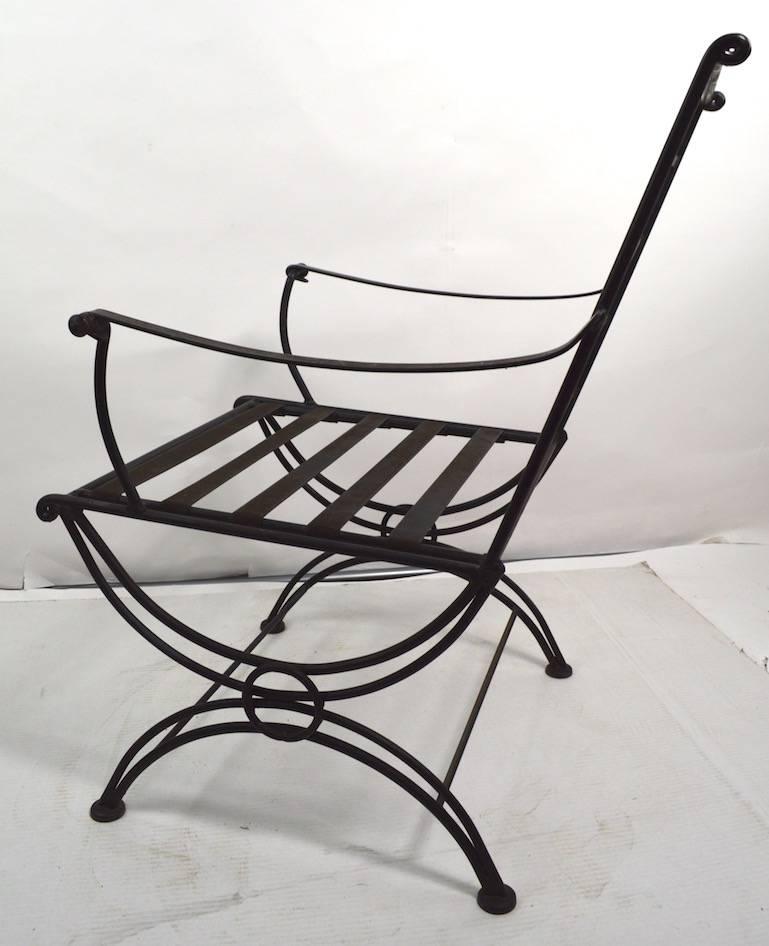 Set of Four Iron Lounge Chairs Attributed to Woodard 2