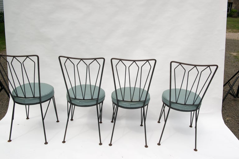 Set of Four Iron Mid-Century Dining Chairs by Woodard For Sale 6