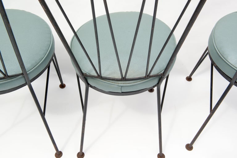 Set of Four Iron Mid-Century Dining Chairs by Woodard For Sale 7