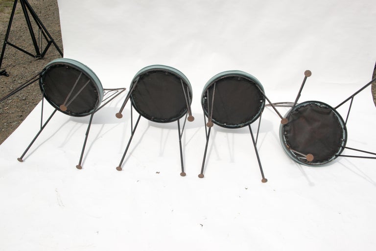 Set of Four Iron Mid-Century Dining Chairs by Woodard For Sale 8
