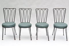 Set di quattro sedie da pranzo in ferro di metà secolo di Woodard
