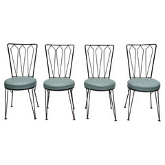 Set of Four Iron Mid-Century Dining Chairs by Woodard