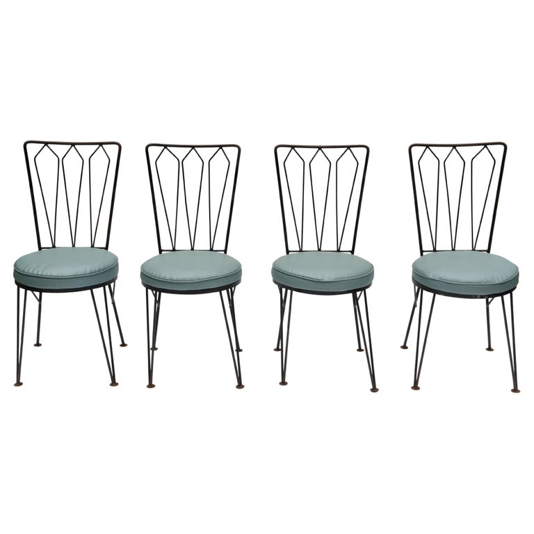 Set of Four Iron Mid-Century Dining Chairs by Woodard For Sale