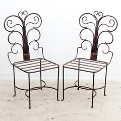 Set of Four Iron Scroll Back Chairs