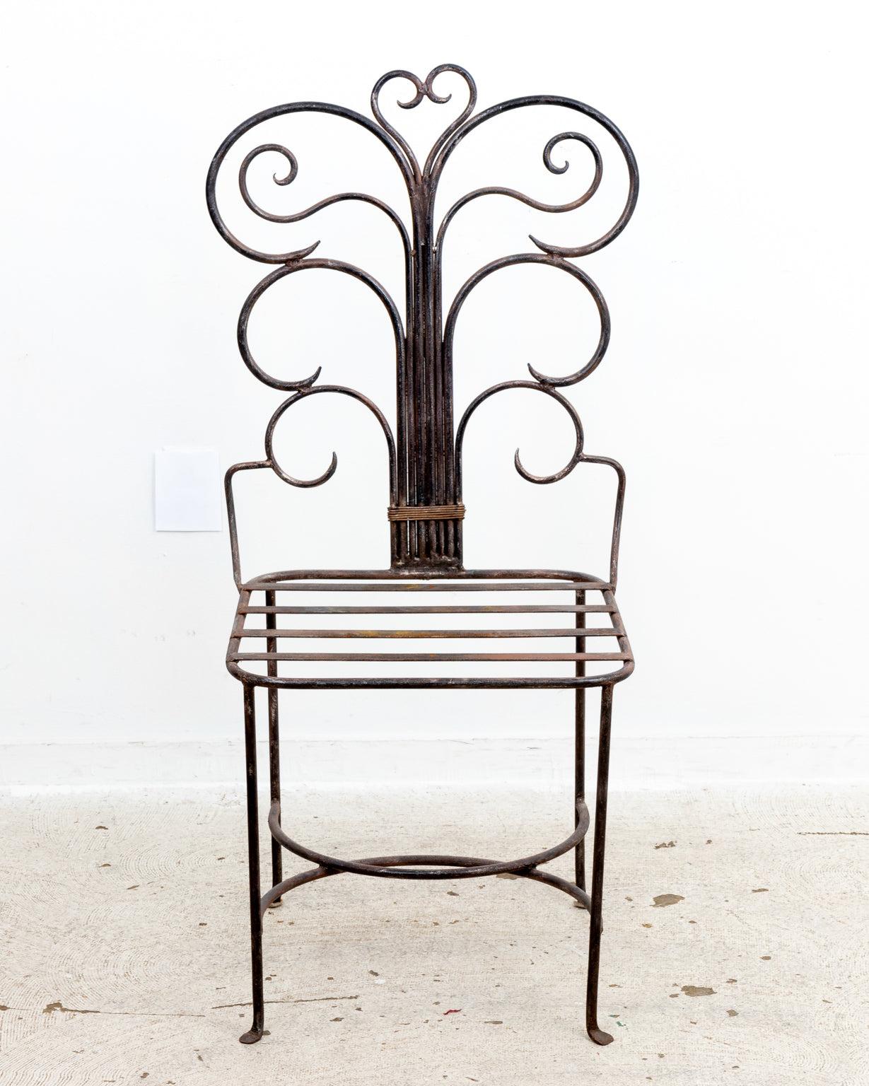 Louis XV Set of Four Iron Scroll Back Chairs For Sale