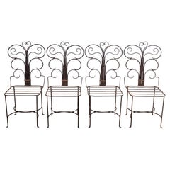 Set of Four Iron Scroll Back Chairs