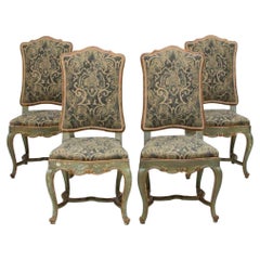 Set Of Four Italian Rococo Painted and Gilded Chairs Venice