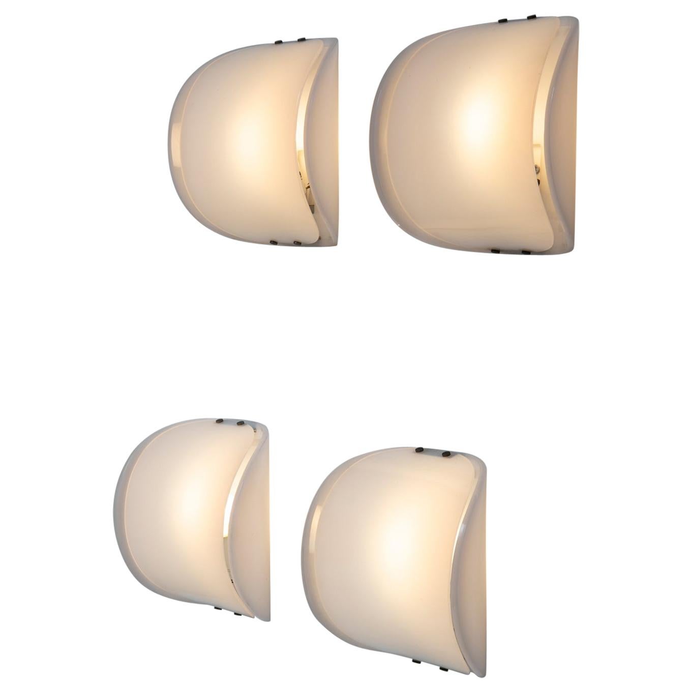 Set of Four Italian 1960s Plexiglass Sconces