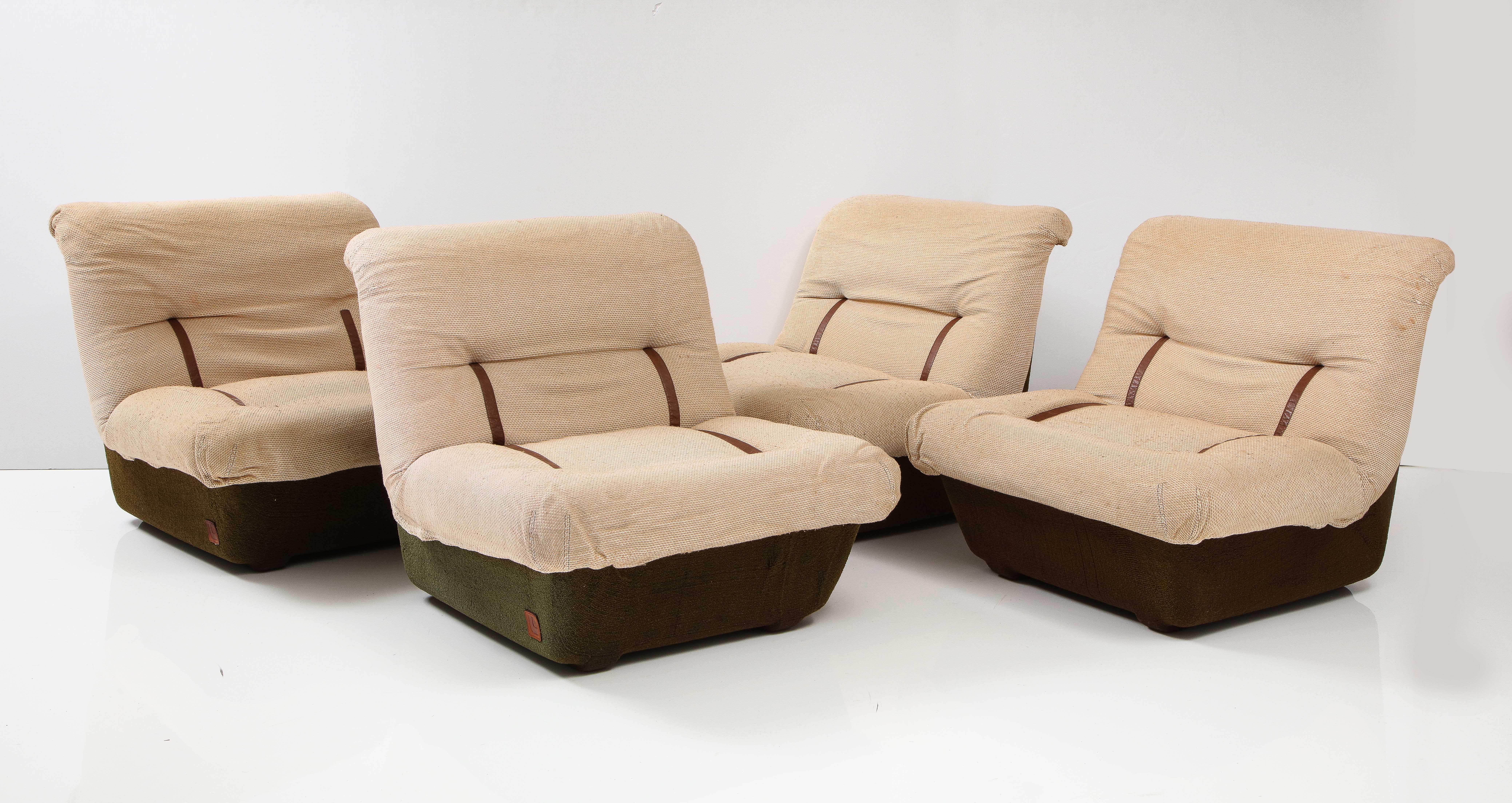 Set of Four Italian 1970's Lounge Chairs by Lev & Lev For Sale 5