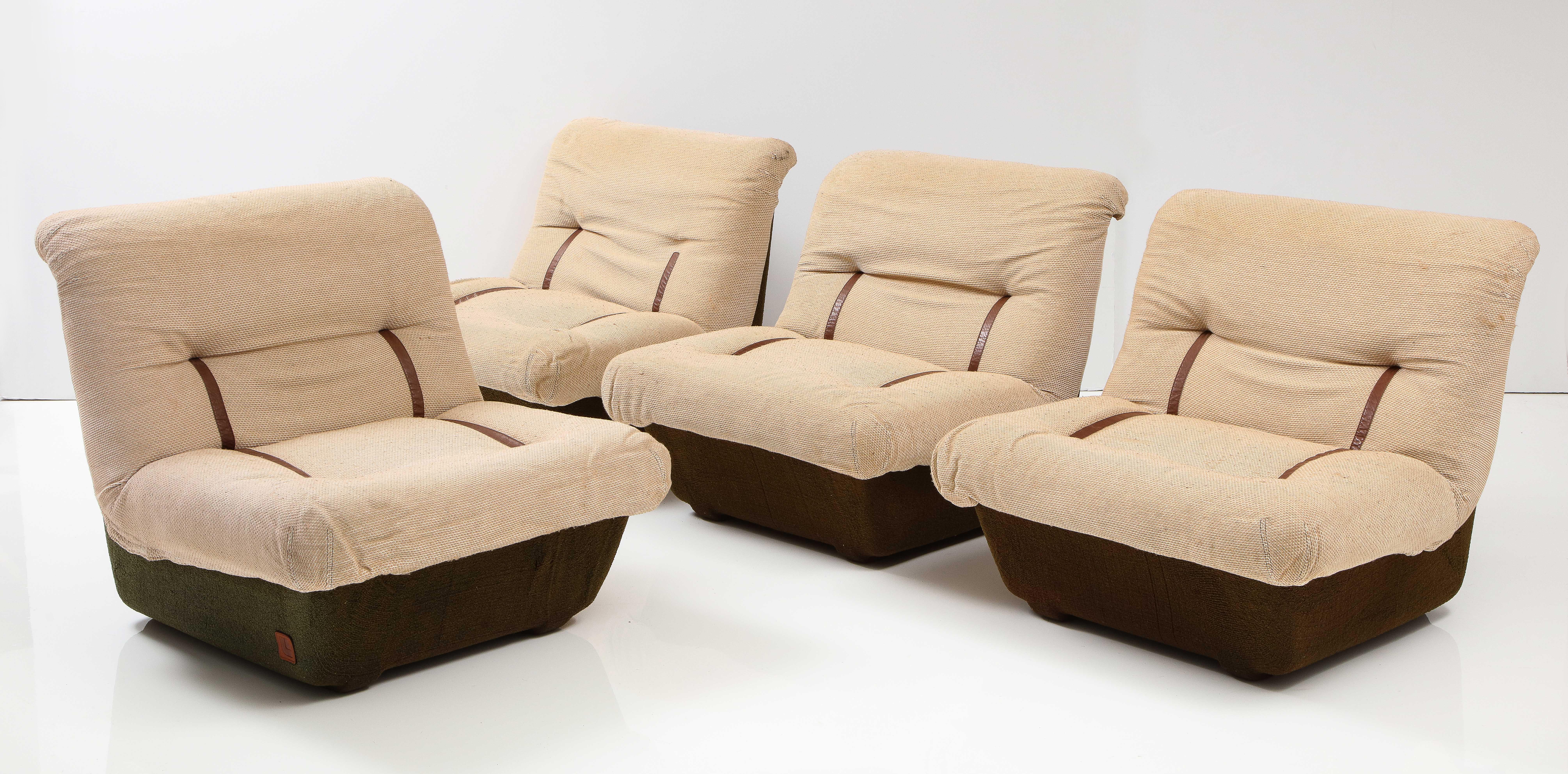 Set of Four Italian 1970's Lounge Chairs by Lev & Lev For Sale 6