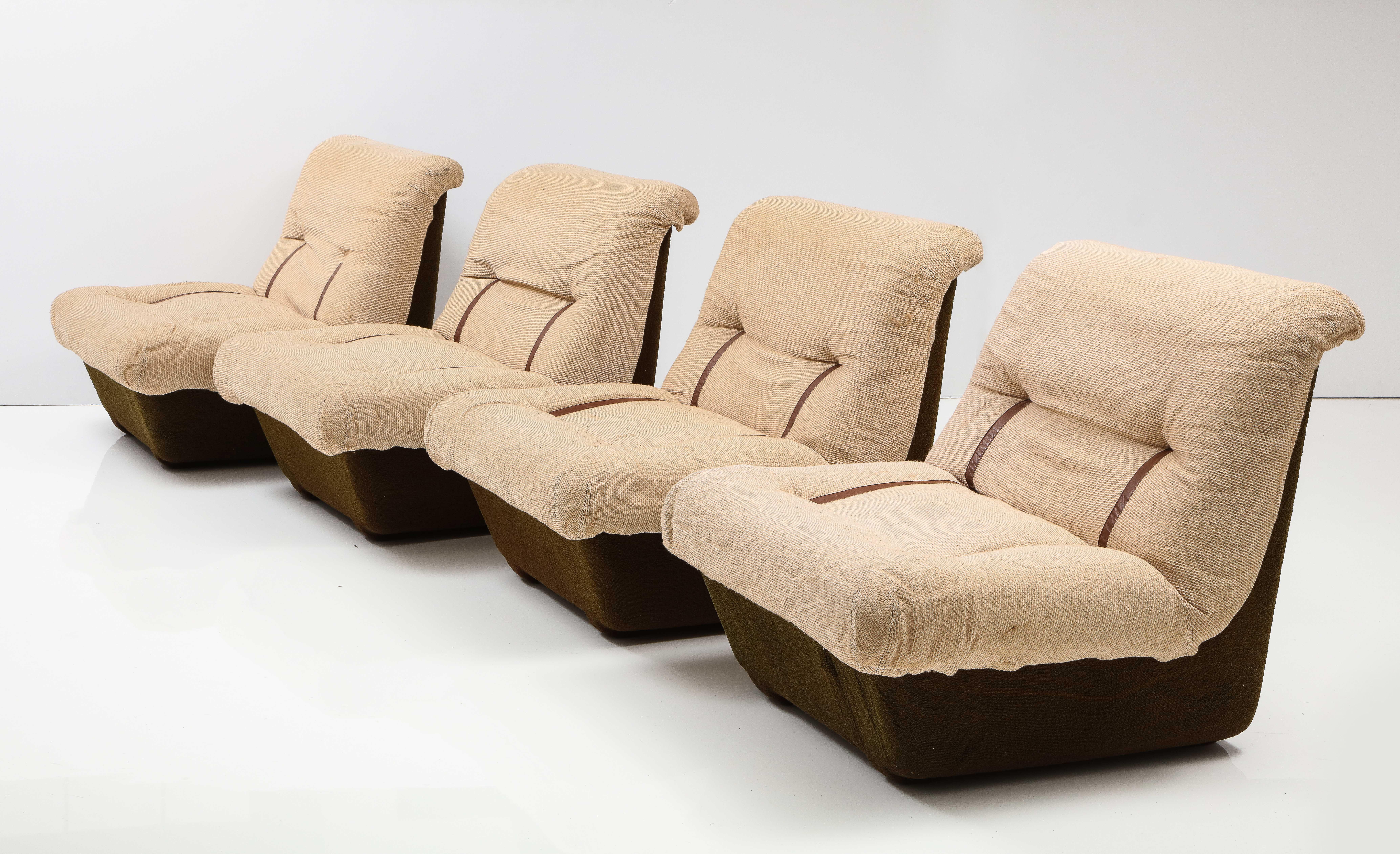 Set of Four Italian 1970's Lounge Chairs by Lev & Lev For Sale 7