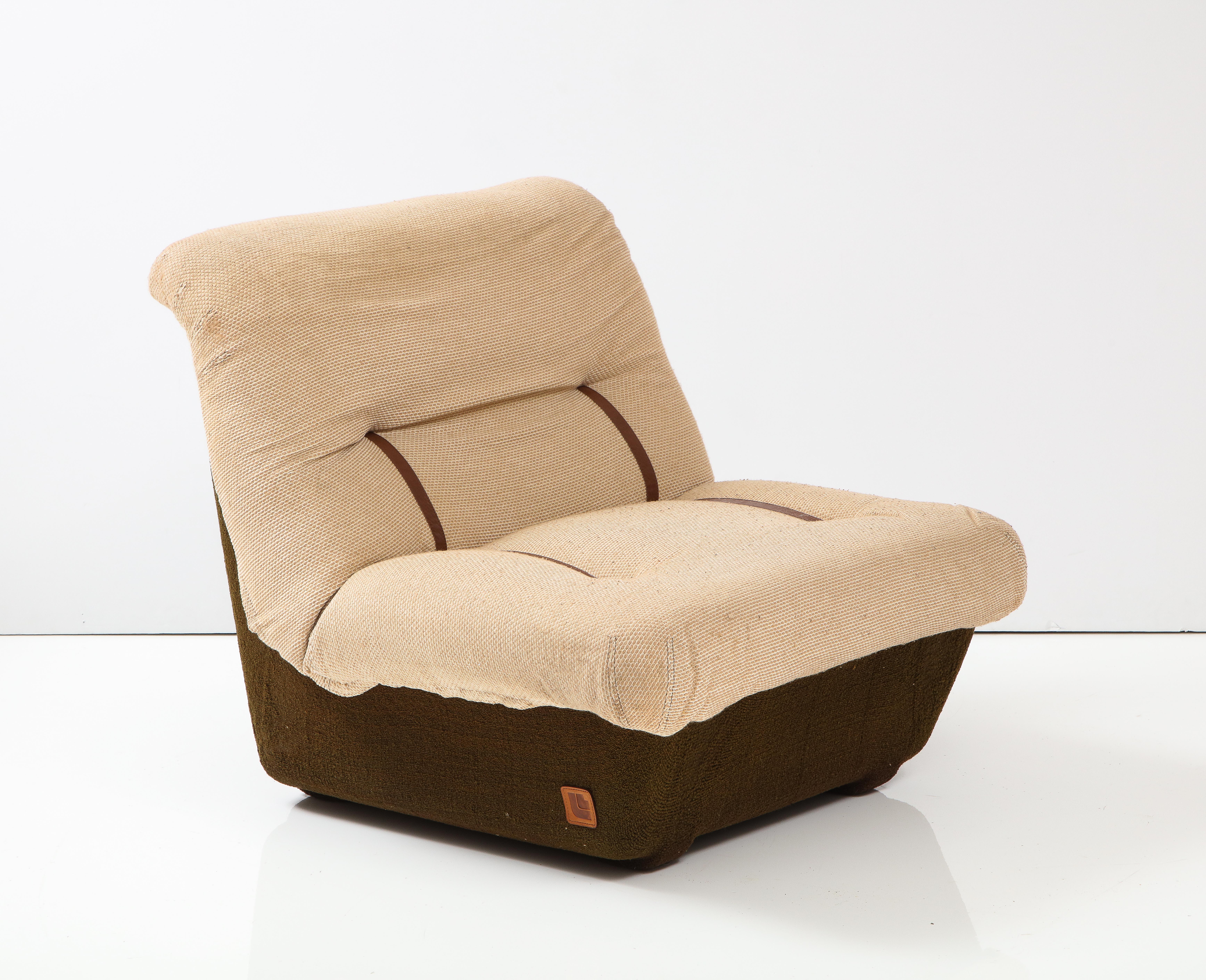Leather Set of Four Italian 1970's Lounge Chairs by Lev & Lev For Sale