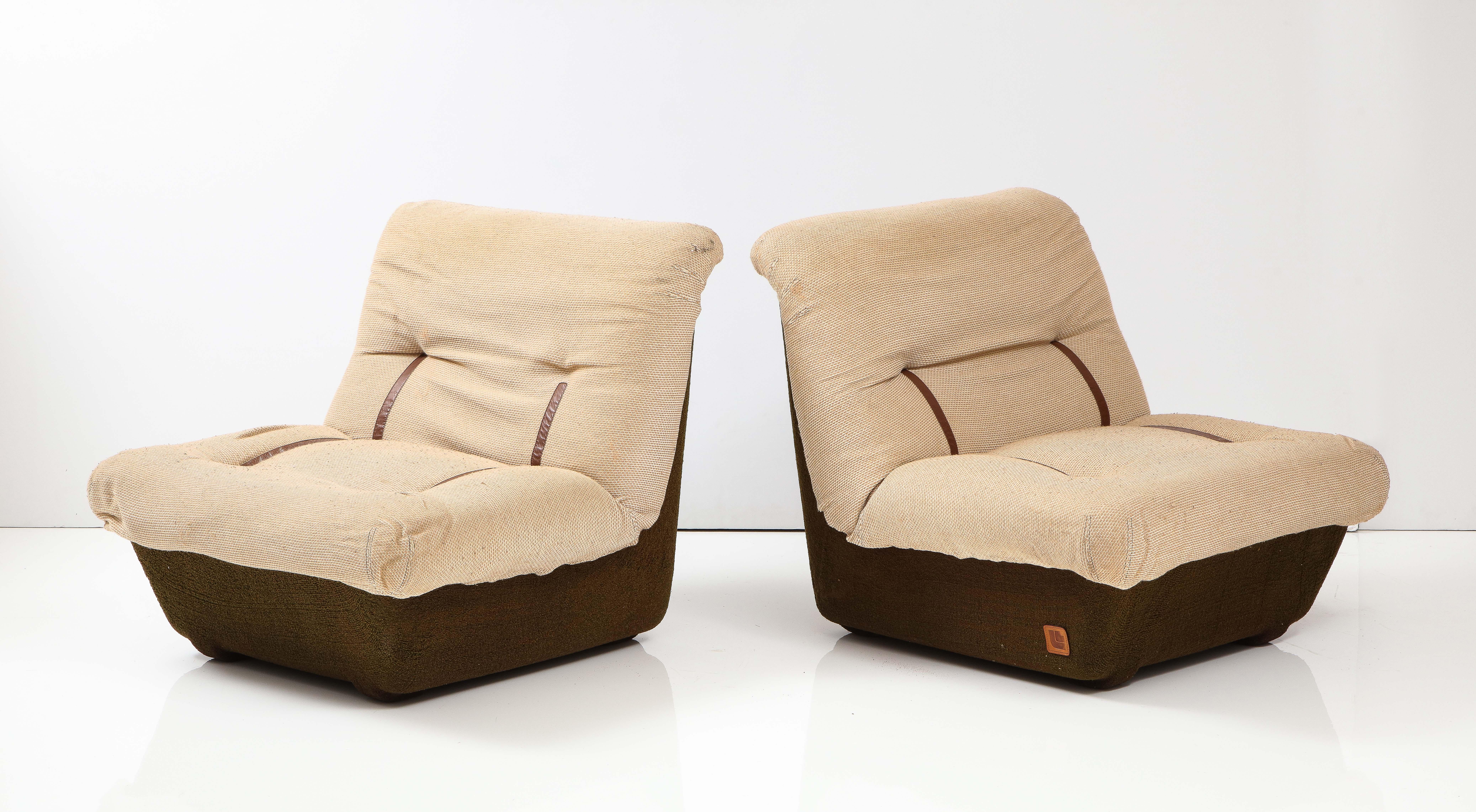 Set of Four Italian 1970's Lounge Chairs by Lev & Lev For Sale 1