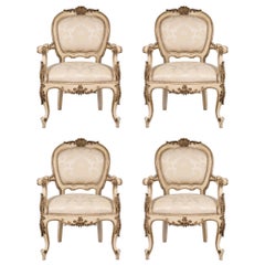 Set of Four Italian 19th Century Louis XV St. Armchairs