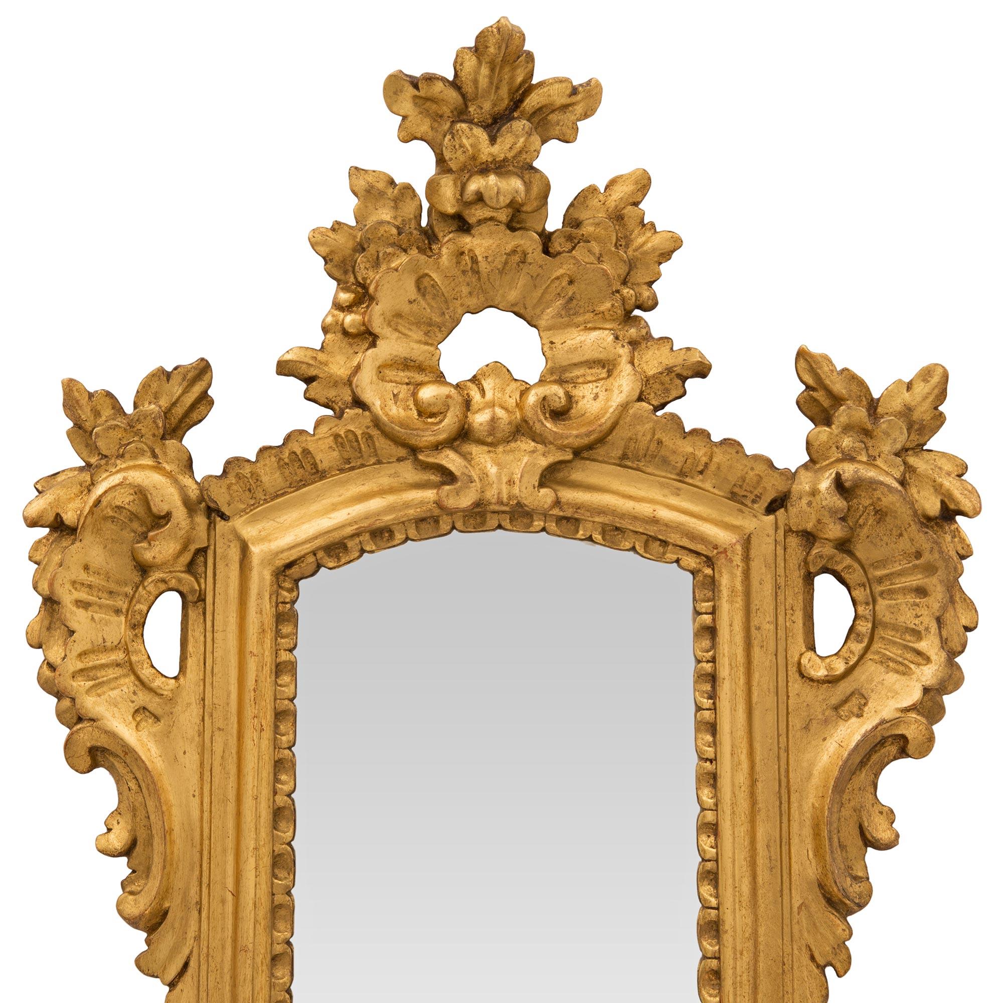 Metal Set of Four Italian 19th Century Louis XV St. Giltwood and Mirrored Sconces For Sale