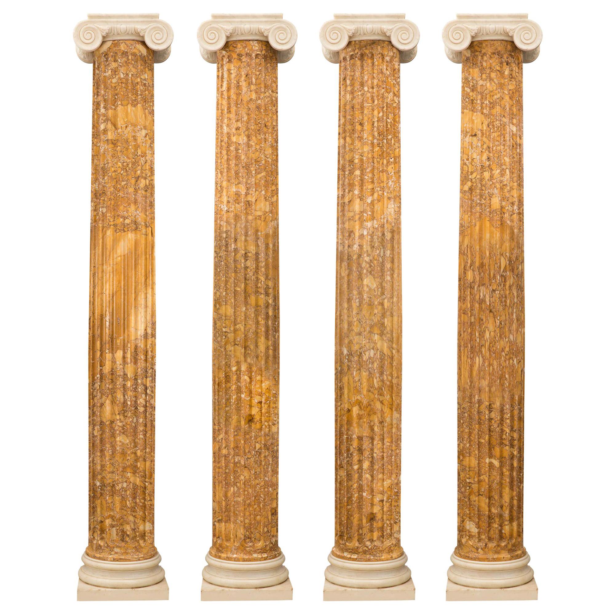 Set of Four Italian 19th Century Louis XVI Style Marble Columns For Sale