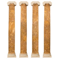 Antique Set of Four Italian 19th Century Louis XVI Style Marble Columns