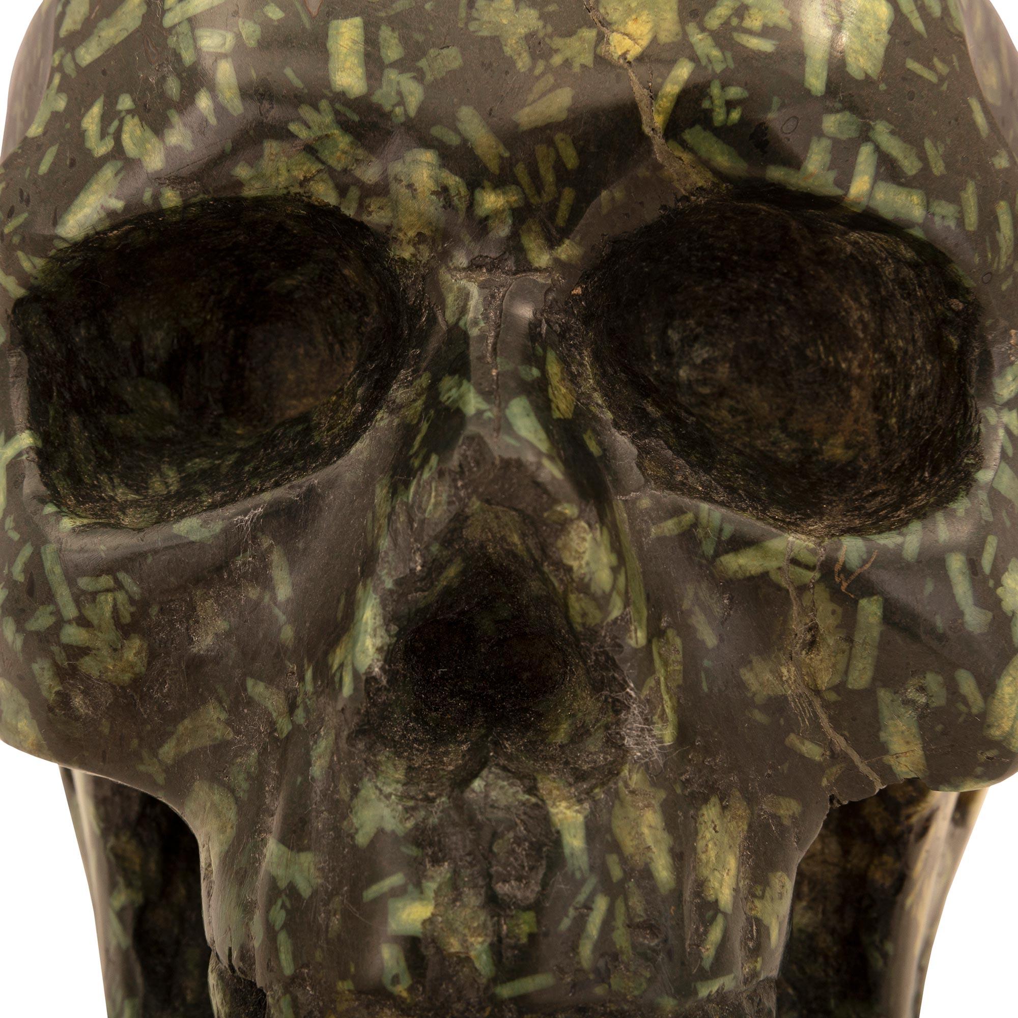 Set of Four Italian 19th Century Specimen Marble Skulls For Sale 1