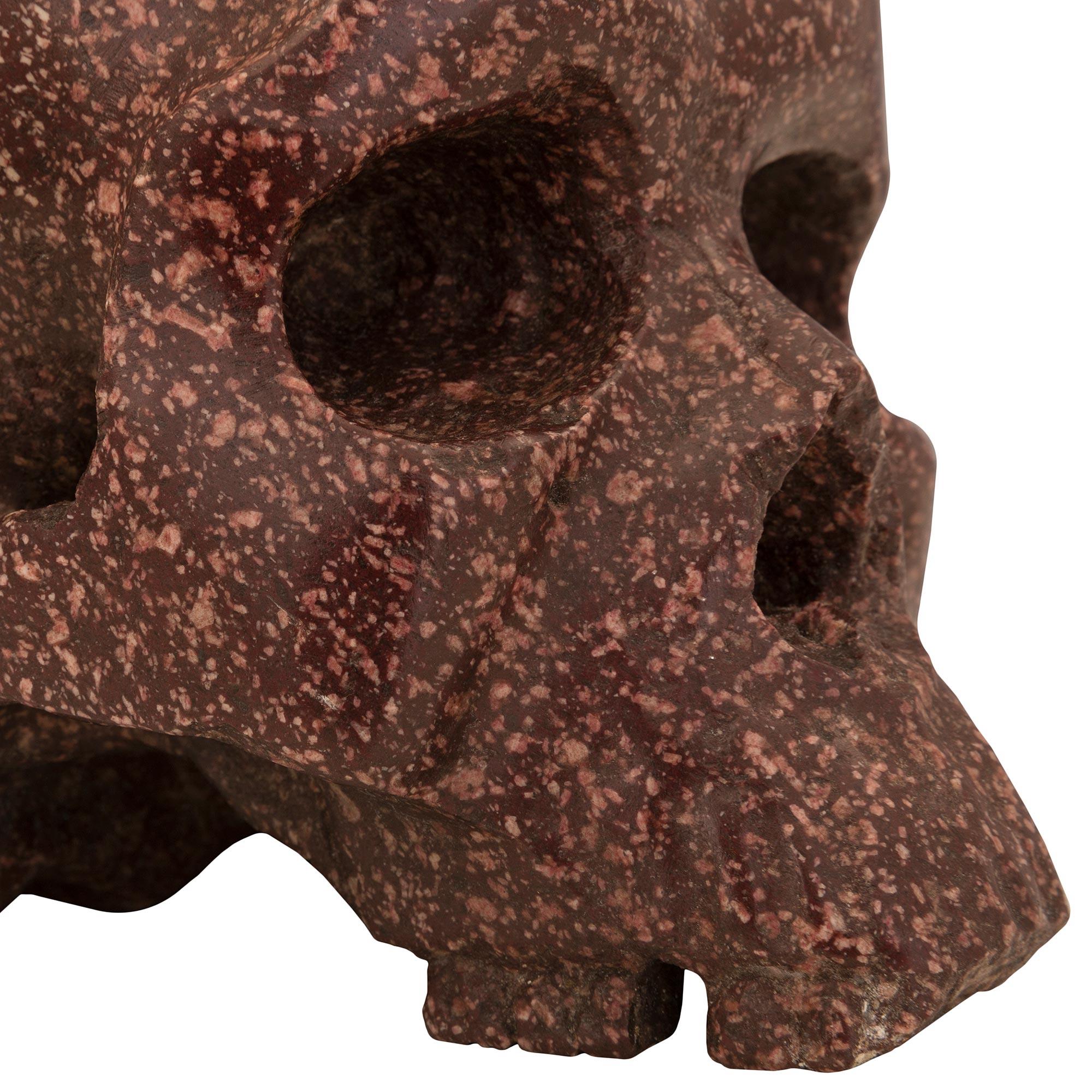 Set of Four Italian 19th Century Specimen Marble Skulls For Sale 4