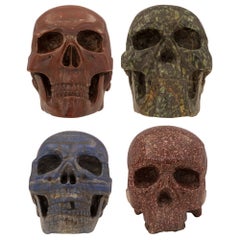 Antique Set of Four Italian 19th Century Specimen Marble Skulls
