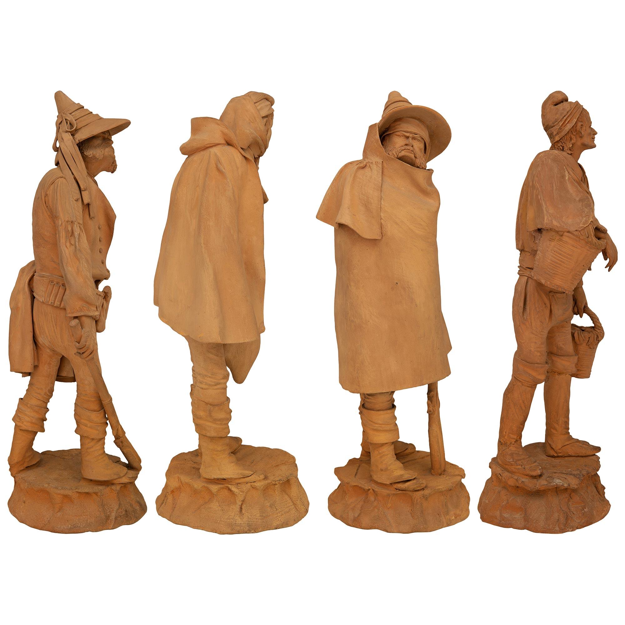 Set Of Four Italian 19th Century Terra Cotta Statues In Good Condition For Sale In West Palm Beach, FL