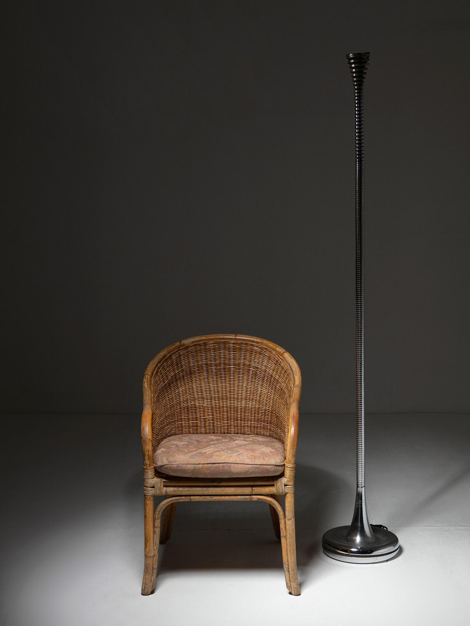 Ensemble de quatre fauteuils en osier italien des années 60 en vente 3