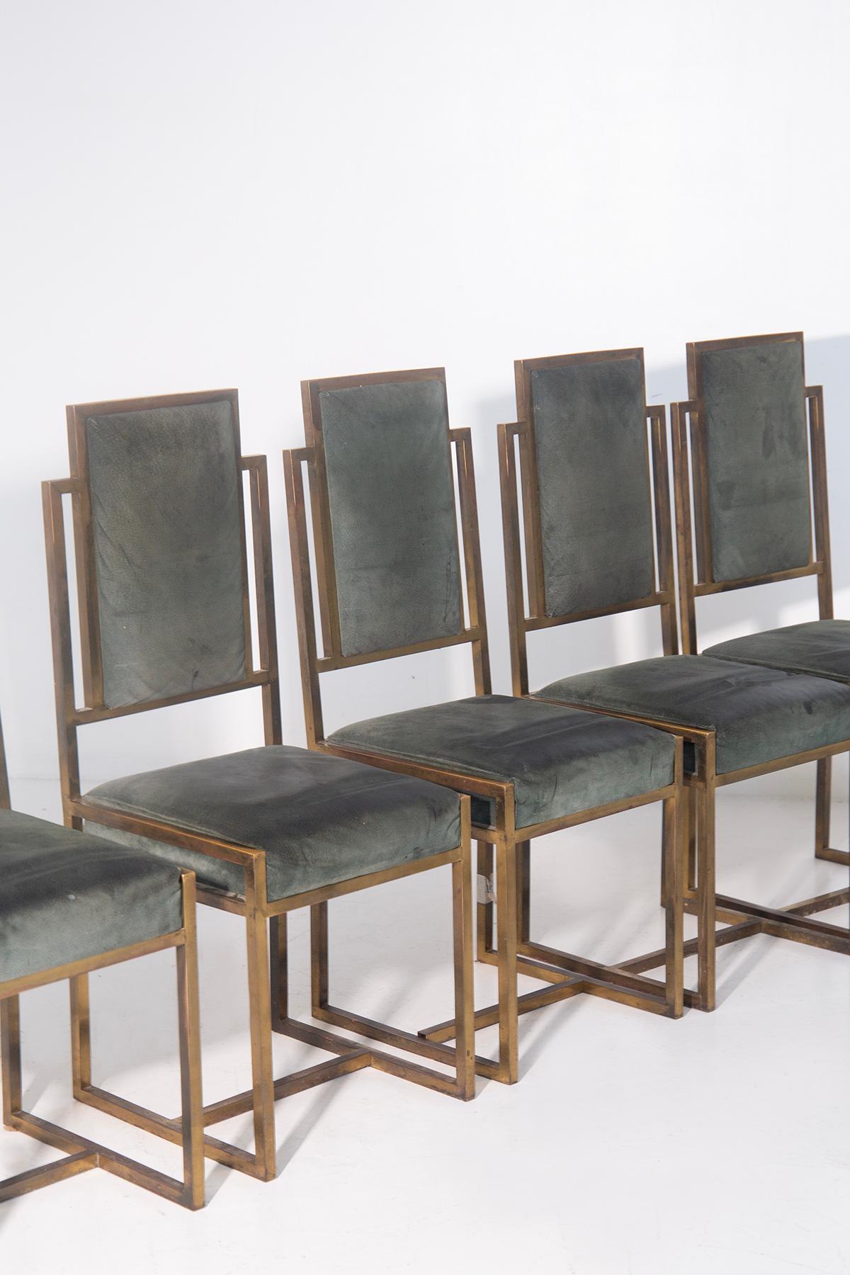 Ensemble de six chaises italiennes de style Art Déco en laiton en vente 3
