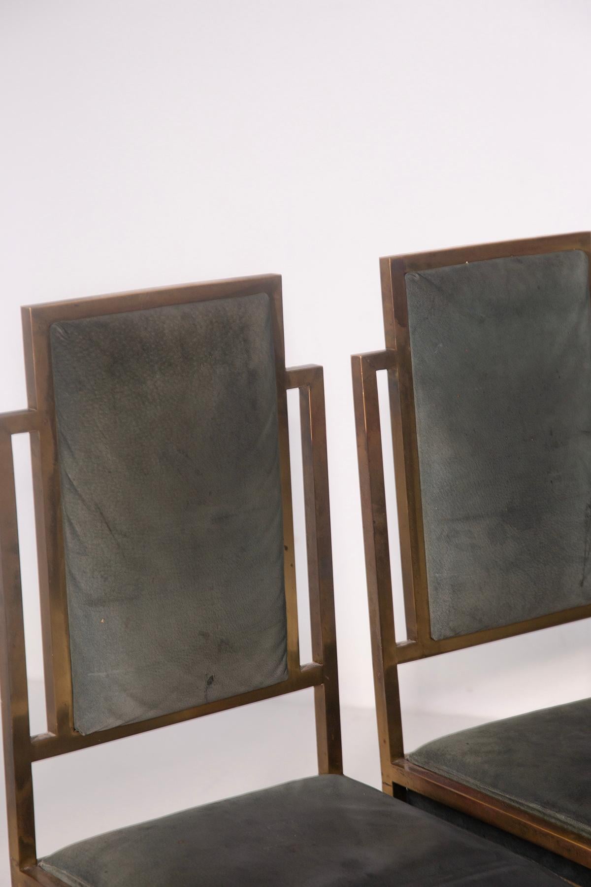 Ensemble de six chaises italiennes de style Art Déco en laiton en vente 4