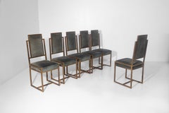 Set of six Italian Art Deco style chairs in brass