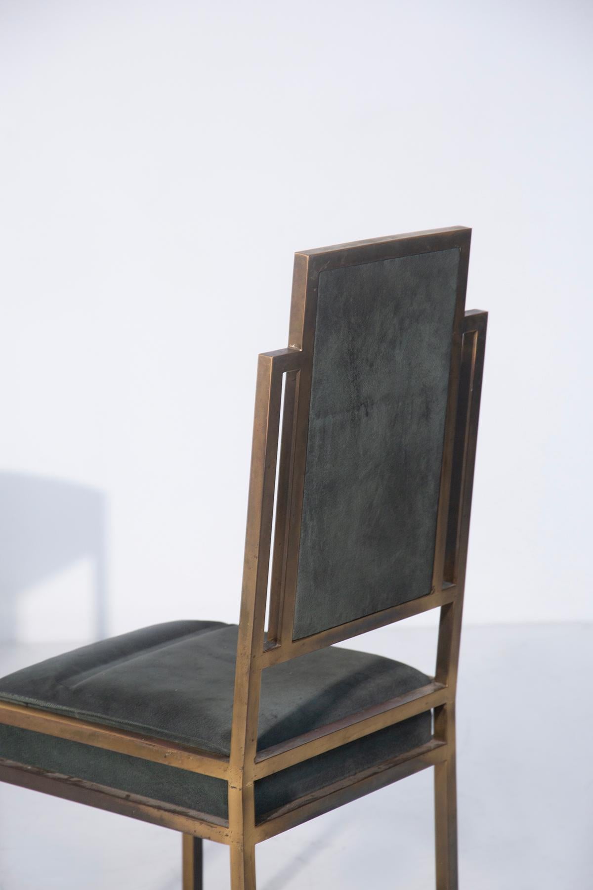 Italian Ensemble de six chaises italiennes de style Art Déco en laiton en vente