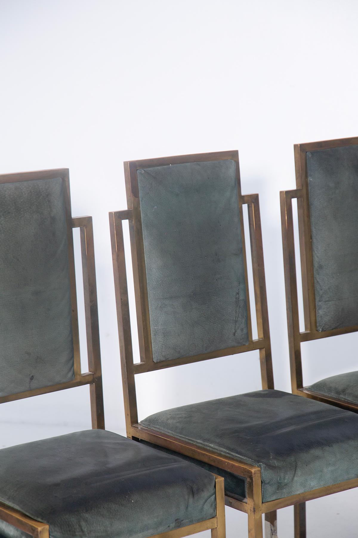 Late 20th Century Ensemble de six chaises italiennes de style Art Déco en laiton en vente