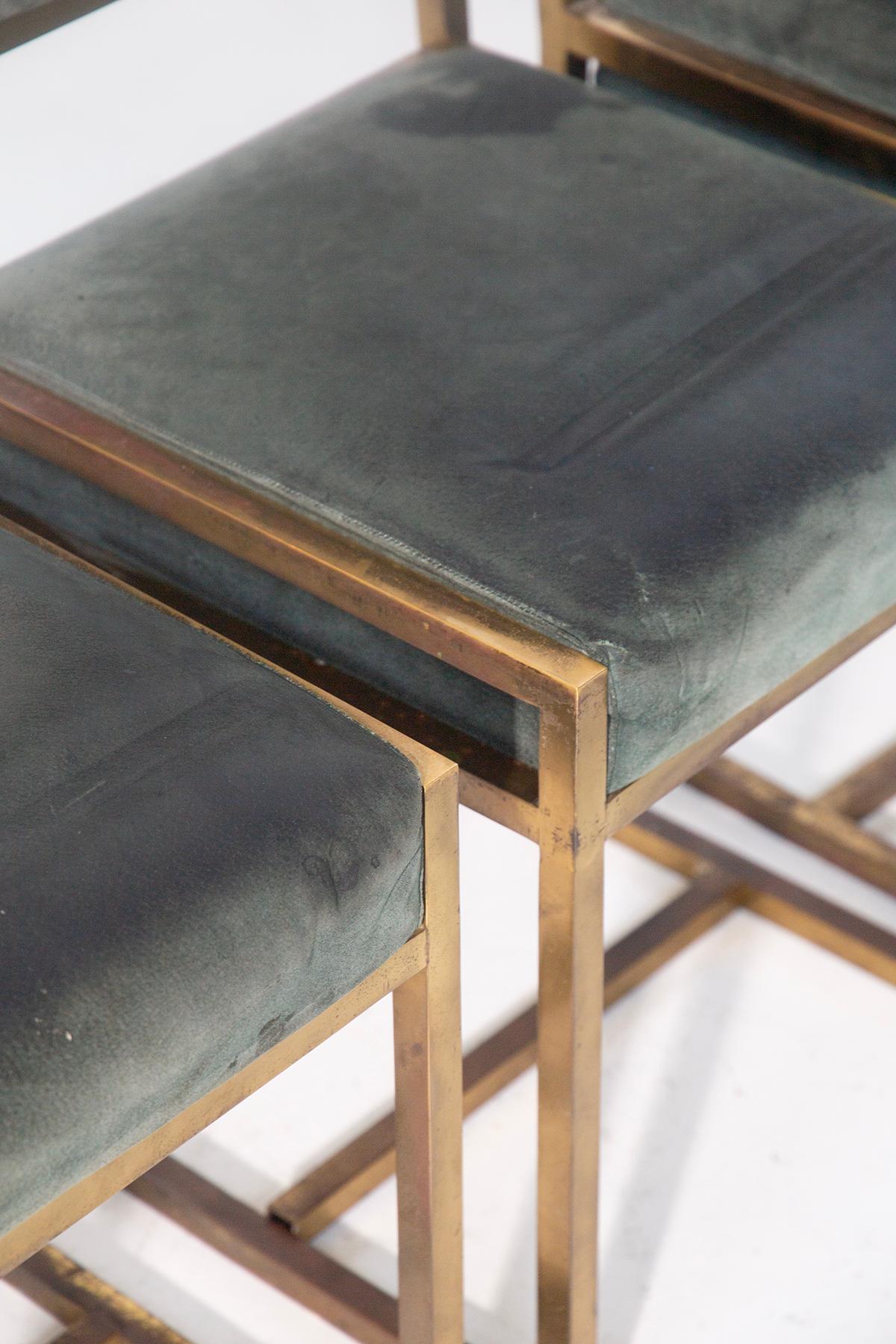 Ensemble de six chaises italiennes de style Art Déco en laiton en vente 1